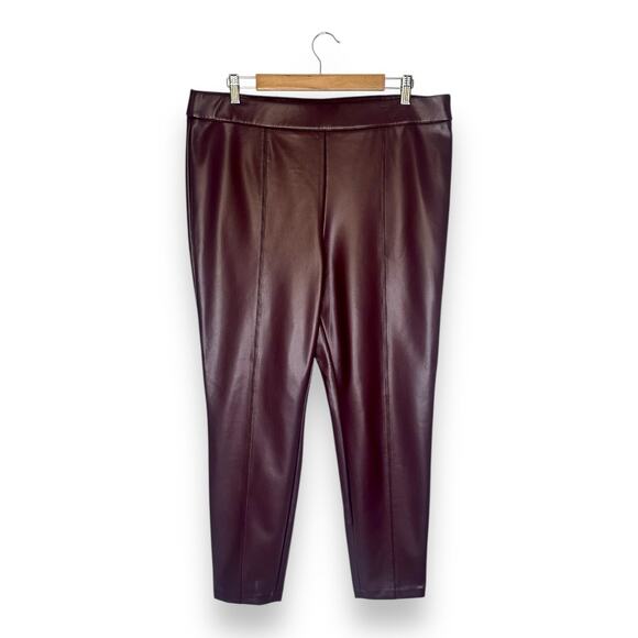 Talbots Women's Faux Leather Leggings Size 16 Rich Burgundy P233016329 Pants - Picture 2 of 10
